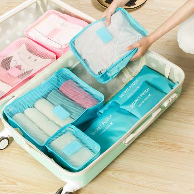 China Factory Wholesale 6 Set Folding Underwear Luggage Storage Bag Travel Waterproof Clothes Bags for sale