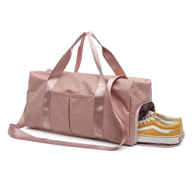 China waterproof & Tear Resistant Custom Logo Waterproof Pink Gym Bag With Shoe Compartment Wet And Dry Yoga Women Divider Outdoor Travel Bag for sale