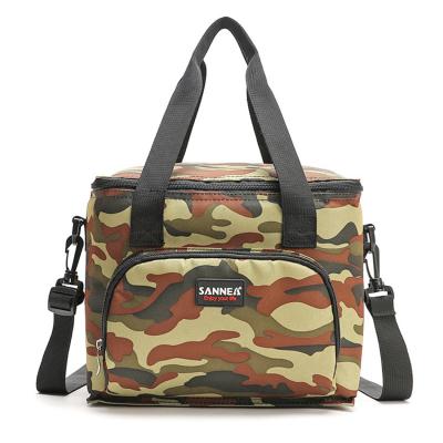 China Custom Promotional Waterproof Camouflage Oxford Aluminum Foil Thermo Handbags Picnic Cool Ice Pack Lunch Box Food Thermo Milk for sale