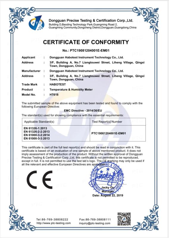 CE - Dongguan Habotest Instrument Technology Co., Ltd.