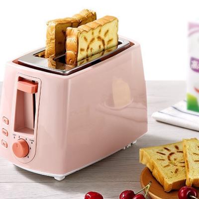 China Colorful Rubber Toasters Easy To Use Logo Bread Stainless Steel Automatic Noise Painting 2 Slice Bread Toaster for sale