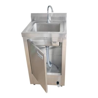 China Hotel Eusink Free standing Sink Foot pedal operated sink portable 201/304 Stainless Steel Hand Wash Sink Hospital for sale