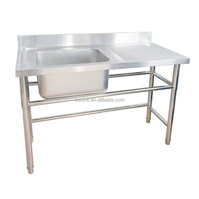 China Hotel Eusink Hot Sale High Quality Commercial Stainless Steel  Sink With Drain Board Work Table Sink for sale