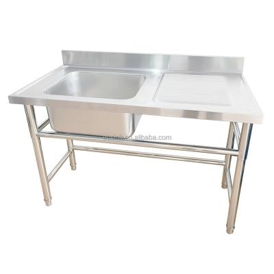 China Resturant Commercial Kitchen Equipment Eusink commercial sink with drain board stainless steel work table with sink for sale