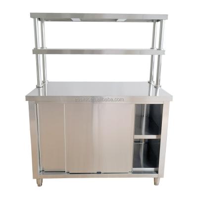 China Resturant Commercial Kitchen Equipment Euaink Commercial Restaurant Stainless Steel Cupboard  Kitchen Storage Cabinet With Sliding Door Equipment Manufacture for sale