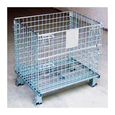 China Supermarket Mesh Wire Container With Wheels High Quality Steel Folding Transport Warehouse for sale