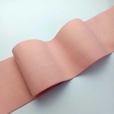 China Elastic Fast Delivery Wide Elastic Band Yarn-Dyed Knitted Elastic Webbing Pink Elastic Band For Clothing for sale