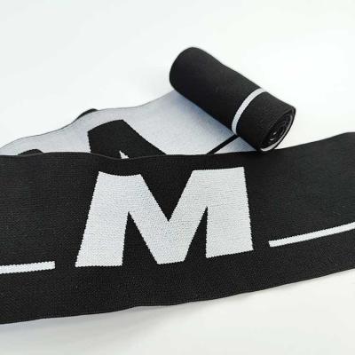 China Large Letter Logo Elastic Webbing Jacquard Elastic Band Black Elastic Band for sale