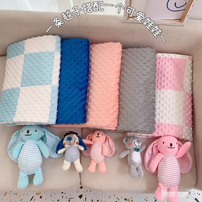 China Wholesale Anti-static Super Soft 100% Polyester Baby Mini Dot Receiving Blanket With Toy for sale