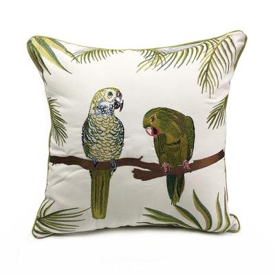 China Simple Rural Style Pillow Case Embroidery Designs Bird Embroidery Pillow Covers for sale