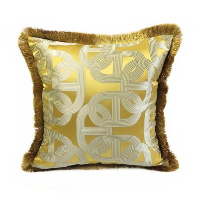 China Gold Simple Luxury Jacquard Geometric Tassel Pillow Covers for sale