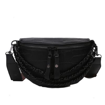 China Others Wholesale Chest Stone Leather Fanny Pack Pattern Chain PU Waist Bags For Women for sale