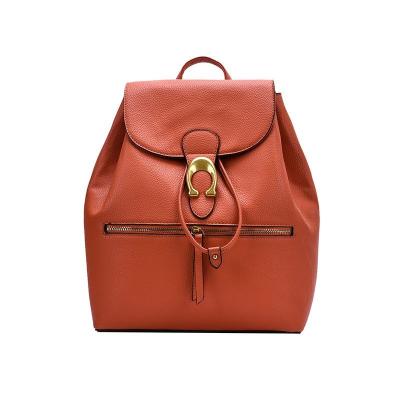 China Other High Quality PU Leather Backpack Luxury Style C Shape Lock Decoration Ladies Backpack for sale