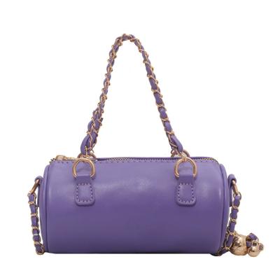 China High Quality 2022 Fashionable Colorful Mini Women Crossbody Bag Chain Bag Cylinder Bag for sale