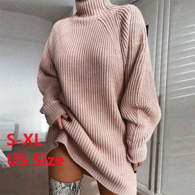 China Custom autumn winter women anti-pilling turtle neck turtle neck knit sweaters knitted sweater dress women clothing for sale