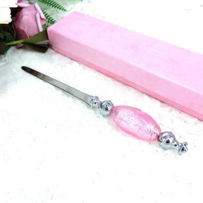 China Muano Italy Crafts Wedding Souvenirs Guest Return Gifts Muano Glass Favor Pink Letter Opener for sale