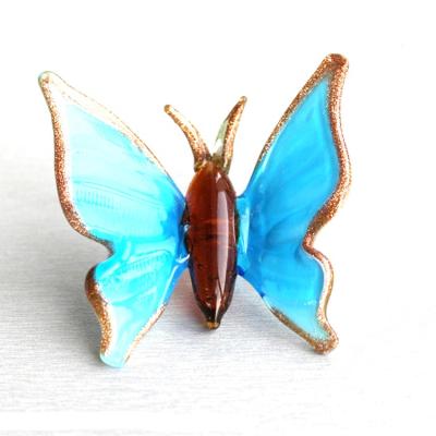 China Miniature China Blown Glass Animals Butterfly Figurine For Decoration for sale