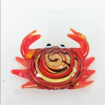 China Tiny Folk Art Glass Handblown Figurines Europe Animals Red Glass Crab Figurines for sale