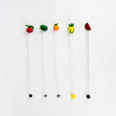 China Sustainable Bar Cocktail Stick Drink Stirrers With Glass Fruit Decoration for sale