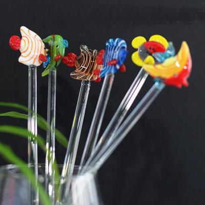 China Disposable Murano Cocktail Glass Animal Head Cocktail Stick for sale