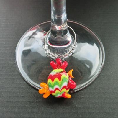 China Viable Glass Murano Rooster Shape Wine Charm Glass Rings for sale