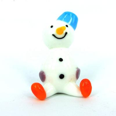 China Handmade Christmas Blown Glass Miniature Snowman Figurines for sale