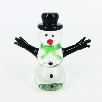 China Handmade Christmas personalized murano crafts glass snowman figurines for sale