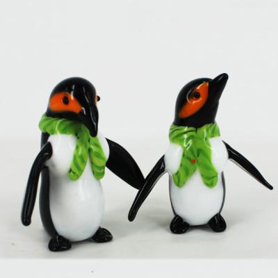 China America hand open gift ideas China factory supply cute murano glass animal figurines penguin for sale