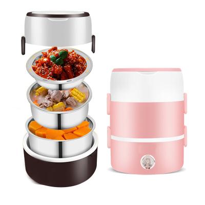 China Outdoor Office and Home Multi-Layer Food Heater Portable Stainless Steel Bowl Dish Food Steamer Lunch Box 220V for sale