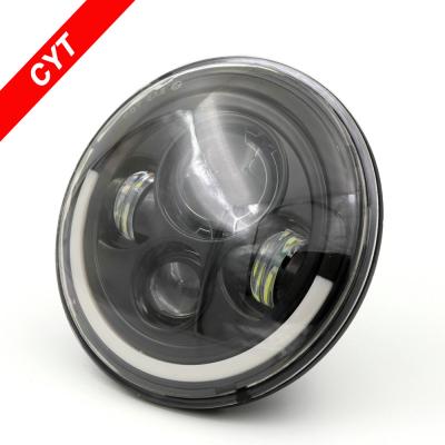 China High/Low/Angel Eyes Motorcycle LED Headlight Round Shape Angel Eyes Work 45W 12/24V 6000K Light Headlamps for sale