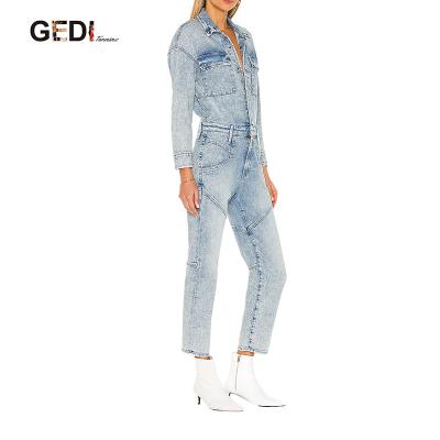 China Hot Sale Breathable V Neck Rompers Womens Overalls Denim Overalls, Playsuits for sale