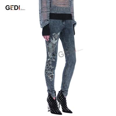 China Factory 5xl High Waist Breathable Embroidery Skinny Jeans Custom Made Women for sale