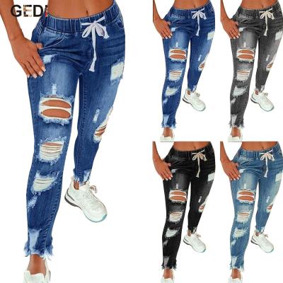 China High Quality Custom Made QUICK DRY Ladies Sex Skinny Ripped Jeans For Girls for sale