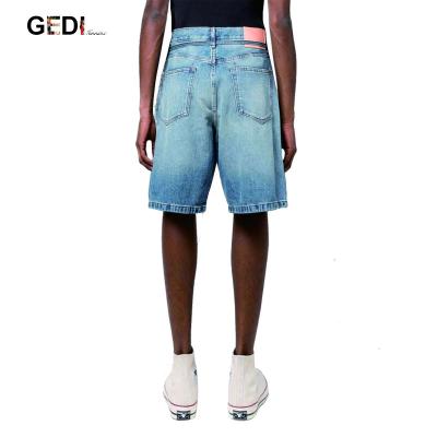 China Original Pria Denim Short Leg Jeans Custom Made Mens Windproof Denim for sale