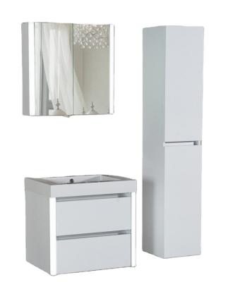 China Industrial White Glossy White Bathroom Vanity Furniture With Side Storage for sale