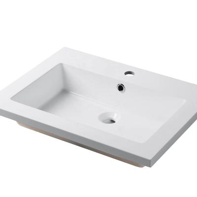 China Modern Single Bowl Bathroom Plastic Vanity Top / Square Artificial Stone Bathroom for sale