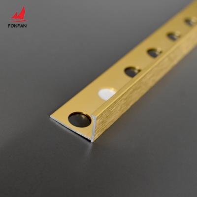 China Modern Interior Decor Profile Brushed Gold L Trim Right Corner Tile Shape Edge Decorative Metal Interior Strip for sale