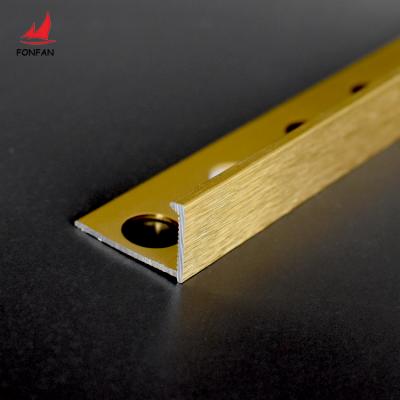 China Modern Wholesale Brushed Gold 90 Degree Straight Edge Tile Corner Trim 12mm Interior Decoration Profile Metal Strip Supplier for sale