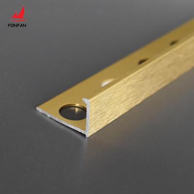 China Modern Customized Brushed Gold L Shape Straight Edge Tile Corner Trim Interior Decoration Metal Cover Strip for sale