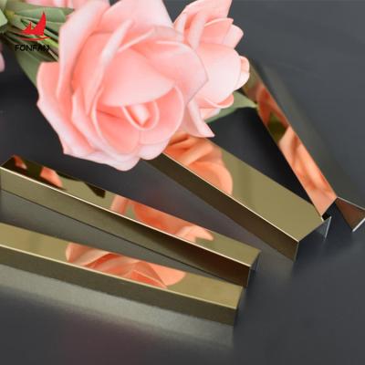 China China Modern Shiny Rose Gold Mirror Stainless Steel Strips Decorative Flat Metal Trim Wall Decoration for sale