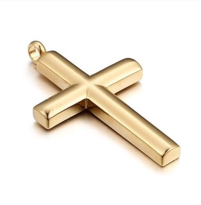 China New fashion classic shiny cross titanium steel pendant couples necklace for men and women for sale