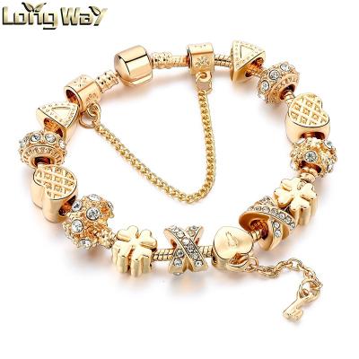 China Rhinestone Charm Crystal Charm Lucky Clover Gold Plated Bangle Bracelets Main Pendant TRENDY for sale