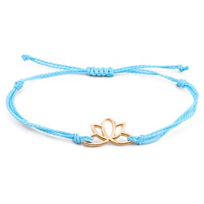 China New line multi-color waterproof wax woven bracelet summer CLASSIC bracelet yoga lotus bracelet friendship for sale