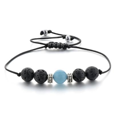 China Fashionable Simple Lava Stone Woven Adjustable Diffuser Bracelet, Woven Adjustable Essential Oil Bracelet Women for sale