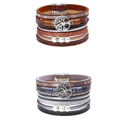 China Hot Selling New Item Fashion Style Leather Magnetic Bracelet Bangle Bracelet Jewelry Wholesale for sale