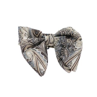 China Two Ply Bow Tie Microfiber Jacquard Poly Paisley Design Big Fashion Fancy Pre-Tied Large Adjustable Oversized Formal Vintage Big Bow Tie for sale