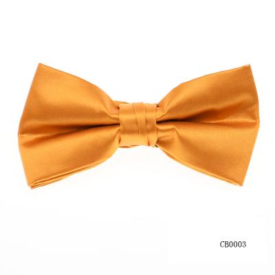 China Twisted Knot Silky Looking Reading To Ship Silk Feeling Hand Made Woven Solid Poly Satin Pre-tied Banded Orange Mens Bow Tie Adjustable for sale