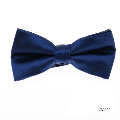 China Twisted Know Microfiber Silky Feel Silky Look Hand Made Woven Solid 100% Poly Satin Pre-Tied Navy Mens Adjustable Bow Tie Banded for sale