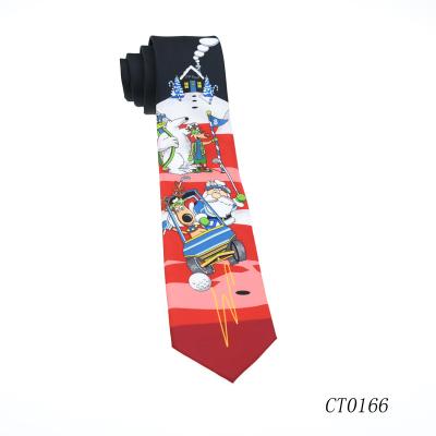 China 2021 New Christmas Microfiber Christmas Tie New Year Party Cute Funny Cartoon Polyester Well Crafted Red Neck Ties For Men By Cuyino Design Wear for sale