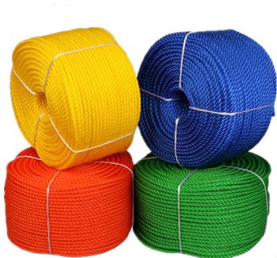 China PE 3 4 PE Color Yellow Colored Strands Twisted Polyethylene Ropes And Red for sale